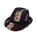 Fedora Hat Aztec Pattern Trilby Short Brim with Band LD61347
