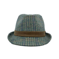 Herringbone Check Pattern Fedora Hat Wool Classic Trilby Short Brim LD61540