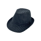 Pinstripe Pattern Fedora Hat Classic Wool Trilby Short Brim Cap