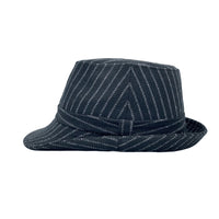 Pinstripe Pattern Fedora Hat Classic Wool Trilby Short Brim Cap LD61544