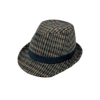 Tartan Plaid Glen Check Pattern Fedora Hat Classic Wool Trilby Short Brim Cap LD61545