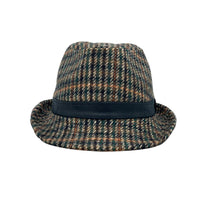Tartan Plaid Glen Check Pattern Fedora Hat Classic Wool Trilby Short Brim Cap LD61545