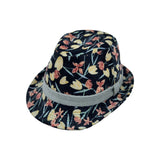 Flower Pattern Fedora Hat Short Brim Sun Hat Classic Trilby