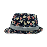 Flower Pattern Fedora Hat Short Brim Sun Hat Classic Trilby LD61546