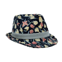 Flower Pattern Fedora Hat Short Brim Sun Hat Classic Trilby LD61546