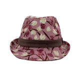 Flower Pattern Fedora Hat Short Brim Sun Hat Classic Trilby LD61546