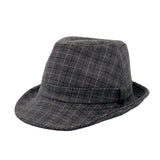 Wool Check Pattern Fedora Hat - Classic Trilby Manhattan Tattersall Pattern for Men Women