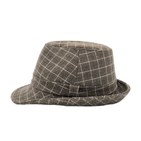 Wool Check Pattern Fedora Hat - Classic Trilby Manhattan Tattersall Pattern for Men Women LD61566