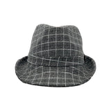 Wool Check Pattern Fedora Hat - Classic Trilby Manhattan Tattersall Pattern for Men Women LD61566