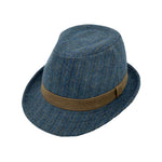 Pinstripe Fedora Hat - Wool Classic Trilby - Manhattan Short Brim for Men Women