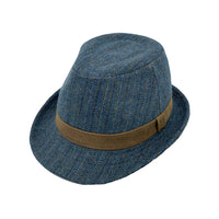 Pinstripe Fedora Hat - Wool Classic Trilby - Manhattan Short Brim for Men Women
