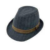 Pinstripe Fedora Hat - Wool Classic Trilby - Manhattan Short Brim for Men Women LD61569
