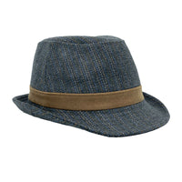 Pinstripe Fedora Hat - Wool Classic Trilby - Manhattan Short Brim for Men Women LD61569