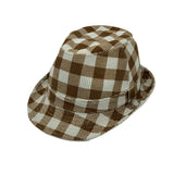 Gingham Check Fedora Hat - Manhattan Trilby Corduroy Banded For Men Women LD61570