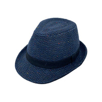 Wool Herringbone Check Fedora Hat Classy Manhattan Trilby For Men Women