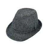 Wool Striped Fedora Hat - Classy Manhattan Trilby Winter Short Brim Structured