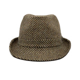 Wool Striped Fedora Hat - Classy Manhattan Trilby Winter Short Brim Structured LD61573