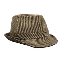 Wool Striped Fedora Hat - Classy Manhattan Trilby Winter Short Brim Structured LD61573