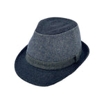 Wool Herringbone Fedora Hats for Men - Manhattan Trilby Winter Structured Crushable Short Brim