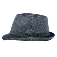 Wool Herringbone Fedora Hats for Men - Manhattan Trilby Winter Structured Crushable Short Brim LD61574