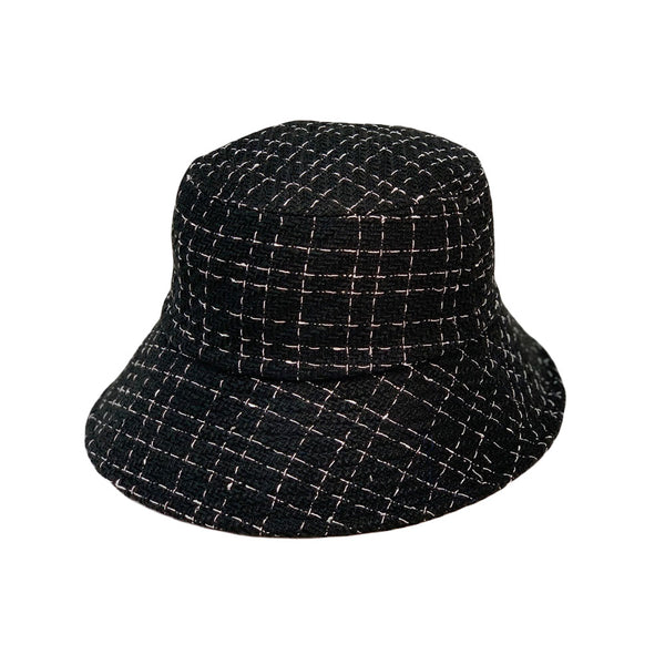 Tweed Check Bucket Hat Unisex Fashion Cap