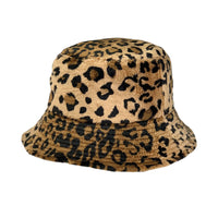 Leopard Soft Plush Winter Bucket Hat Fluffy Fashion Cap LDB1471