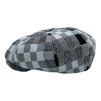 8 Panel Ivy Newsboy Cap - Applejack Paperboy Hat Winter Knitted Checkered Patchwork LDG1562