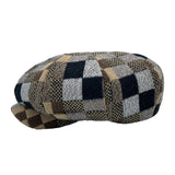 8 Panel Ivy Newsboy Cap - Applejack Paperboy Hat Winter Knitted Checkered Patchwork LDG1562