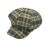 Tartan Plaid Newsboy Hat - Wool Cabbie 8 Panel Beret Baker Boy Cap