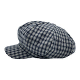 Houndstooth Newsboy Cap - Wool 8 Panel Cabbie Baker Boy Hat Plaid Check Beret LDG1565
