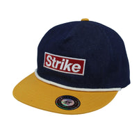 Cotton Denim Flat Bill Cap Two Tone Strike Embroidered Snapback Hat MU21418