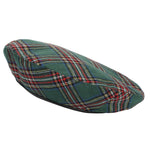 Beret Hat Tartan Check Fabric Leather Sweatband