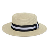 Boater Skimmer Sailor Straw Amish Hat Banded 1920s