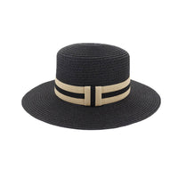 Boater Skimmer Sailor Straw Amish Hat Banded 1920s QZW0058
