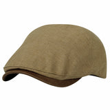Newsboy Hat Faux Leather Brim Adjustable Flat Cap