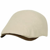 Basic Newsboy Hat Faux Leather Brim Adjustable Flat Cap