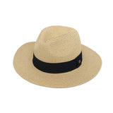 Fedora Panama Sun Hat Wide Brim Straw Black Banded