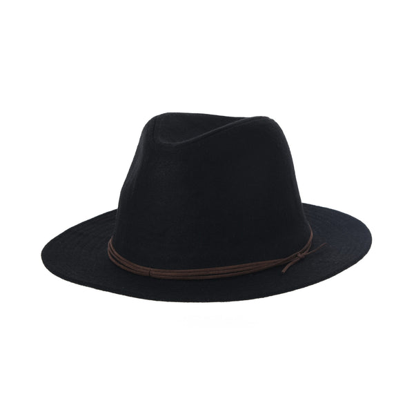 Wool Felt Fedora Panama Hat Faux Leather Band Wide Brim