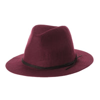 Wool Felt Fedora Panama Hat Faux Leather Band Wide Brim SL6528