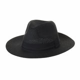 Fedora Panama Hat Black Banded Wide Brim Cool Summer SL6690