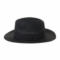 Fedora Panama Hat Black Banded Wide Brim Cool Summer SL6690