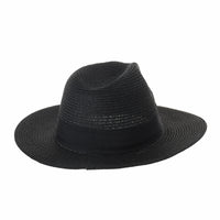 Fedora Panama Hat Black Banded Wide Brim Cool Summer SL6690