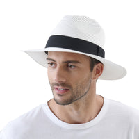 Fedora Panama Hat Black Banded Wide Brim Cool Summer SL6690