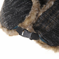 Tartan Check Ear Flap Cap Winter Hat Trooper Faux Fur SL7524
