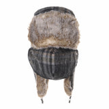 Tartan Check Ear Flap Cap Winter Hat Trooper Faux Fur SL7524