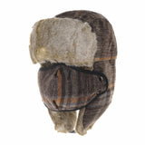 Tartan Check Ear Flap Cap Winter Hat Trooper Faux Fur SL7524