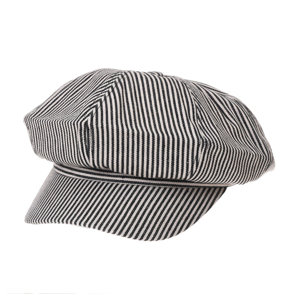 Newsboy Hat Cotton Beret Cap Bakerboy Visor Peaked Stripe Pattern Hat