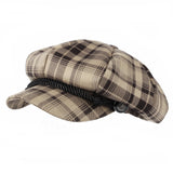 Tartan Plaid Check Beret Newsboy Hat Soft Fabric