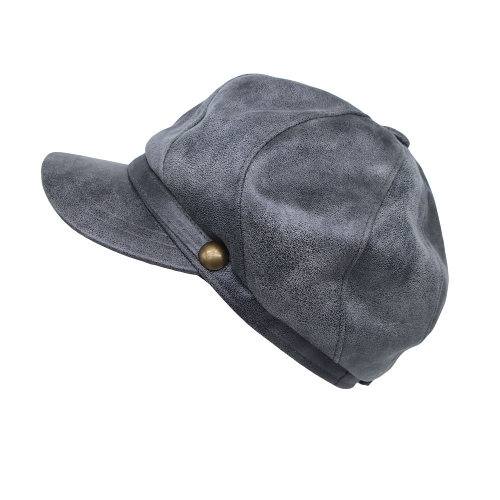 Newsboy Hat Cabbie Beret Driving Applejack Cap Faux Leather