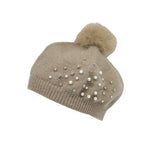 Knit Pom Pom Beanie Wool Slouchy Winter Women Pearl Hat